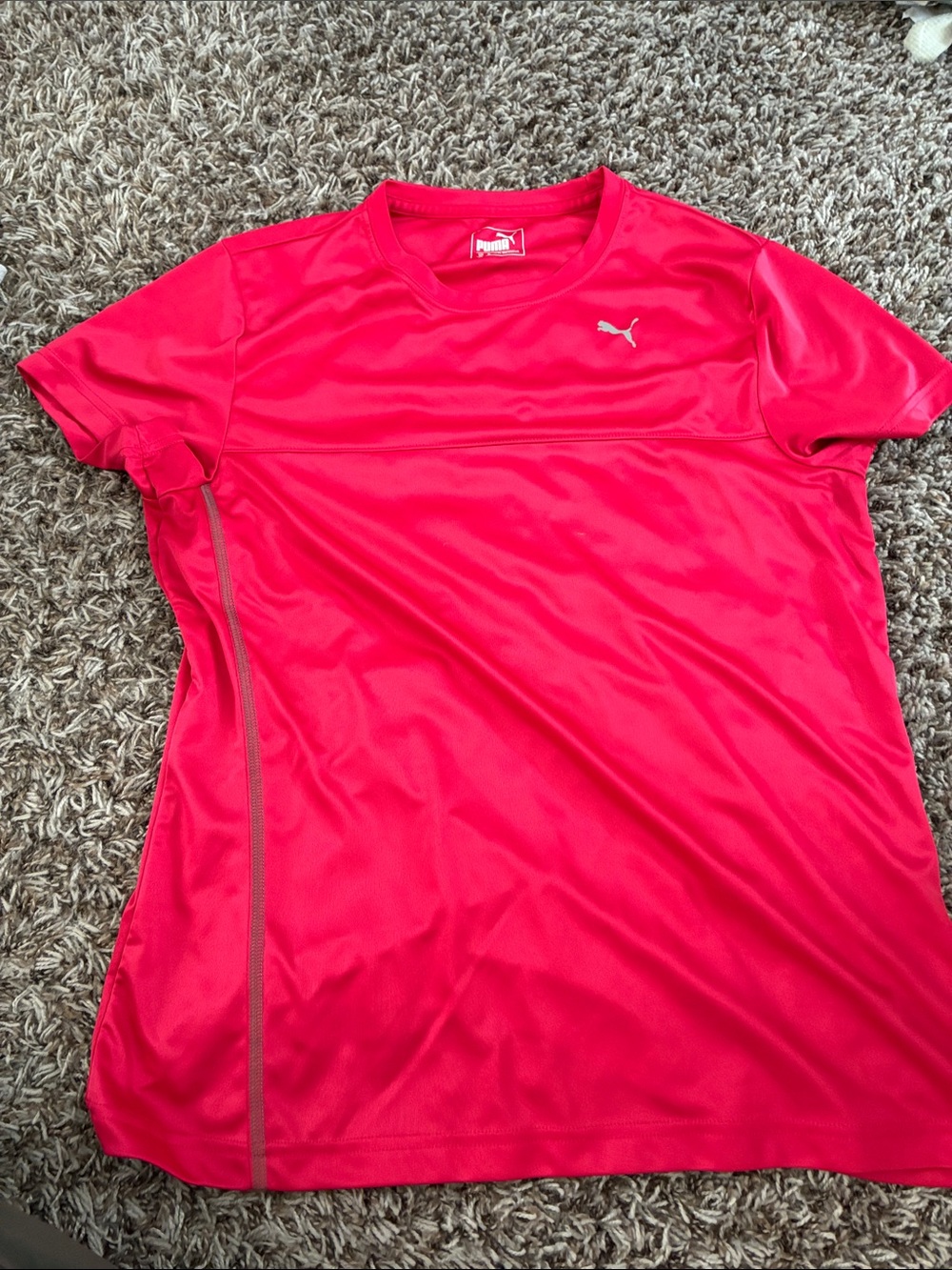 Puma Women's Short Sleeve Tee - Bright Pink with Gray Accent